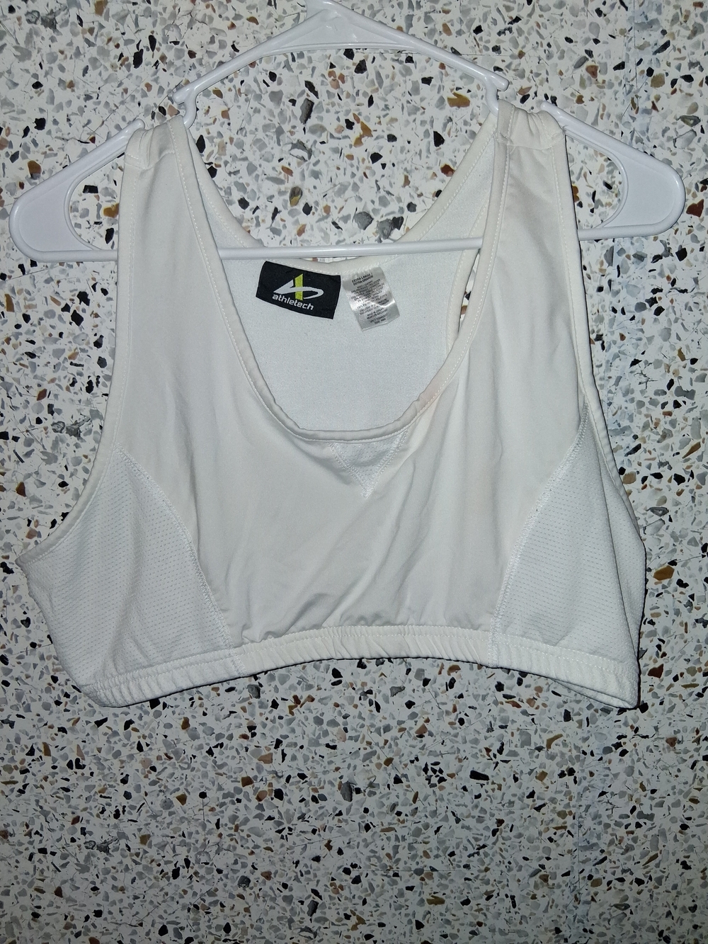 Athletech White Racerback Sports Bra with Mesh Panels